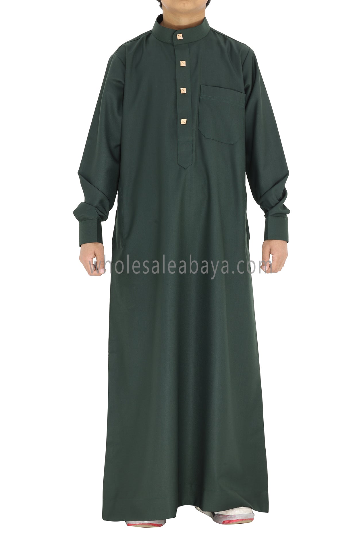 Boy's Designer Buttons Collar Thoube Emeralds Green