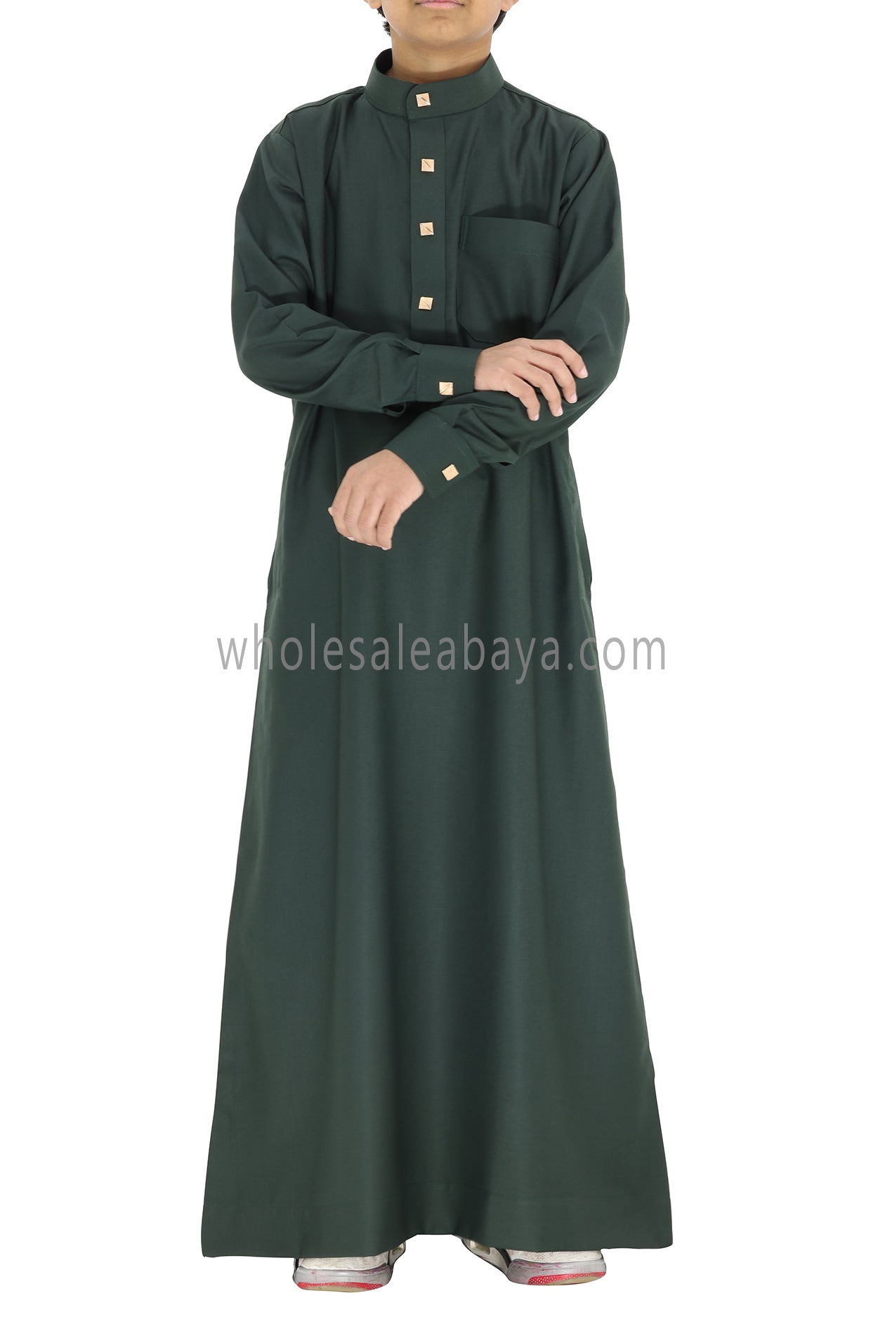 Boy's Designer Buttons Collar Thoube Emeralds Green