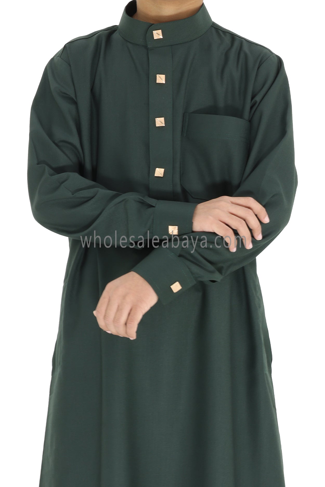 Boy's Designer Buttons Collar Thoube Emeralds Green