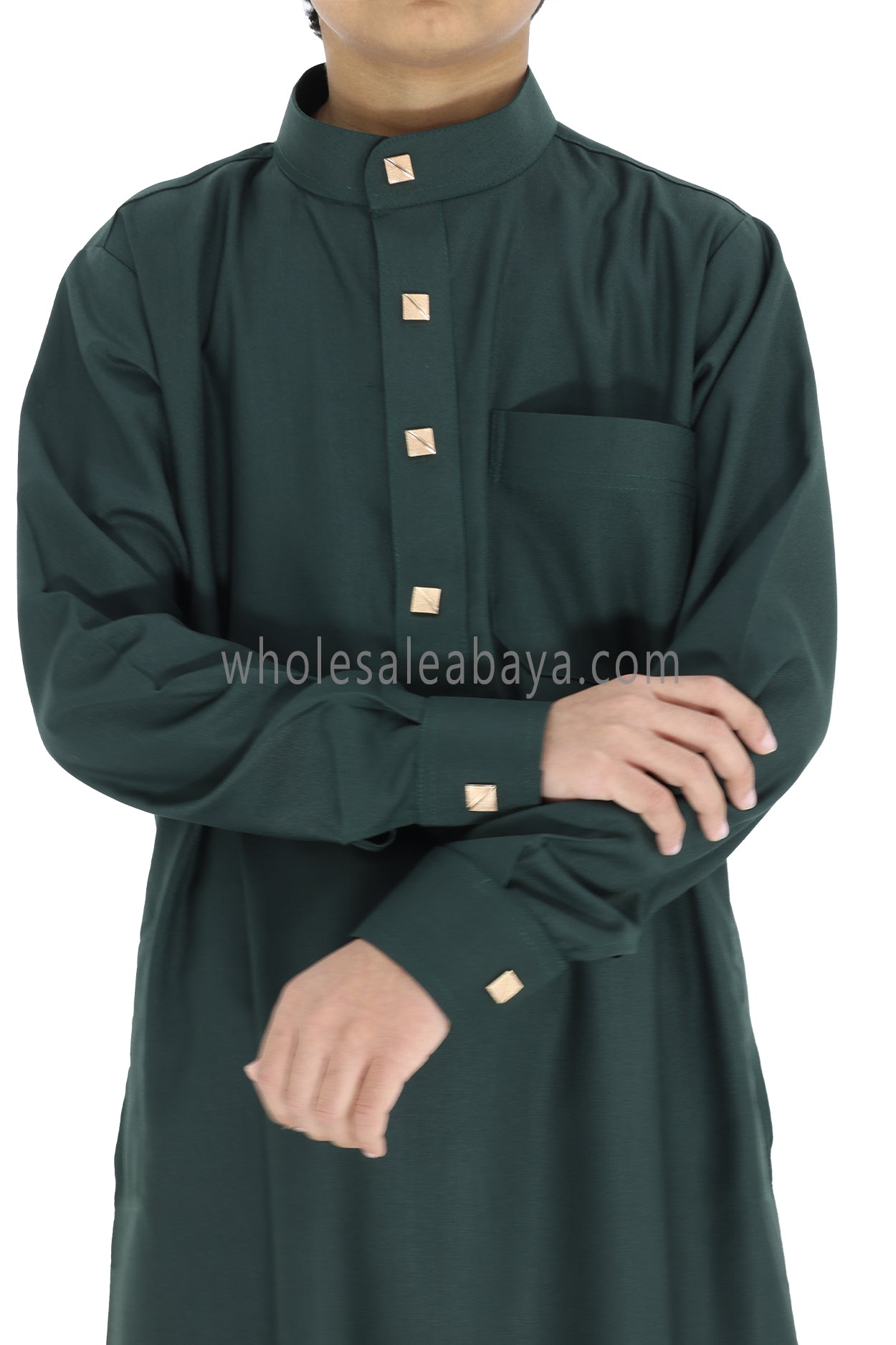 Boy's Designer Buttons Collar Thoube Emeralds Green