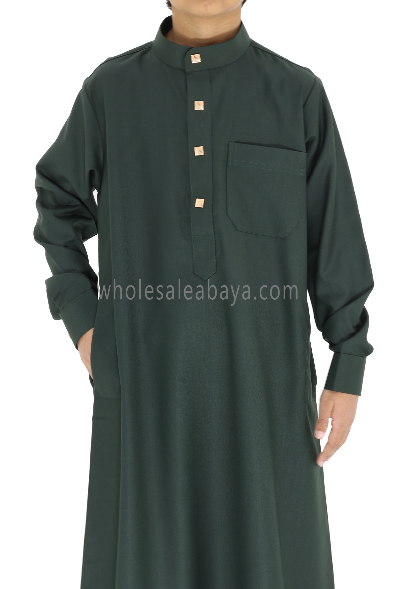 Boy's Designer Buttons Collar Thoube Emeralds Green