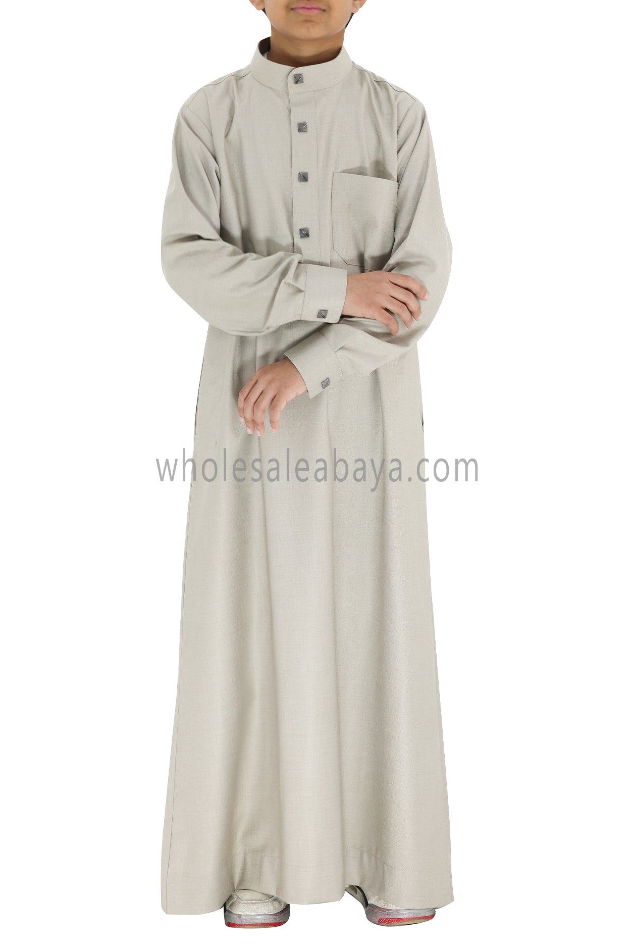 Boy's Designer Buttons Collar Thoube Stone Beige