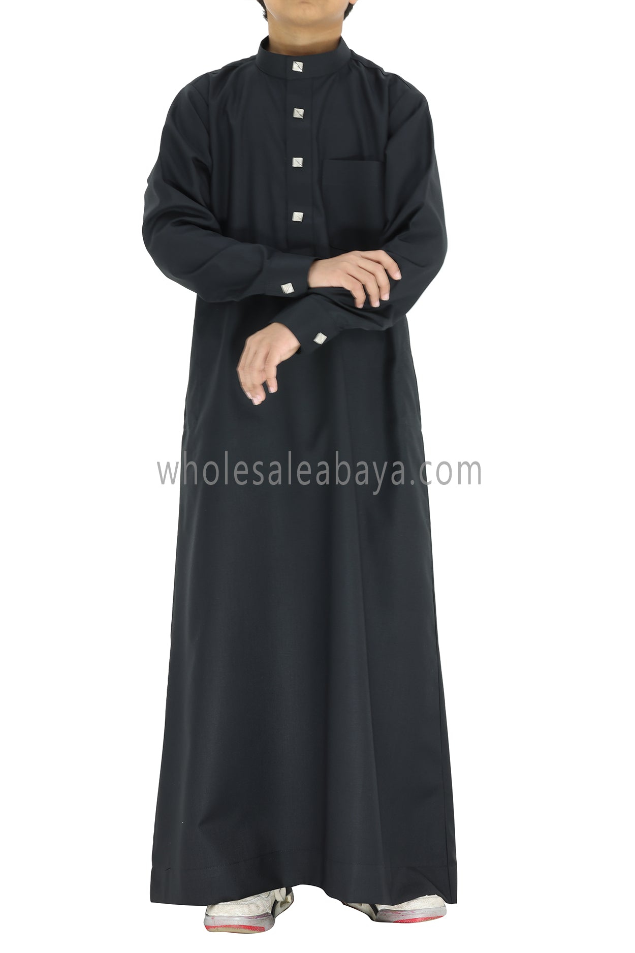 Boy's Designer Buttons Collar Thoube Black