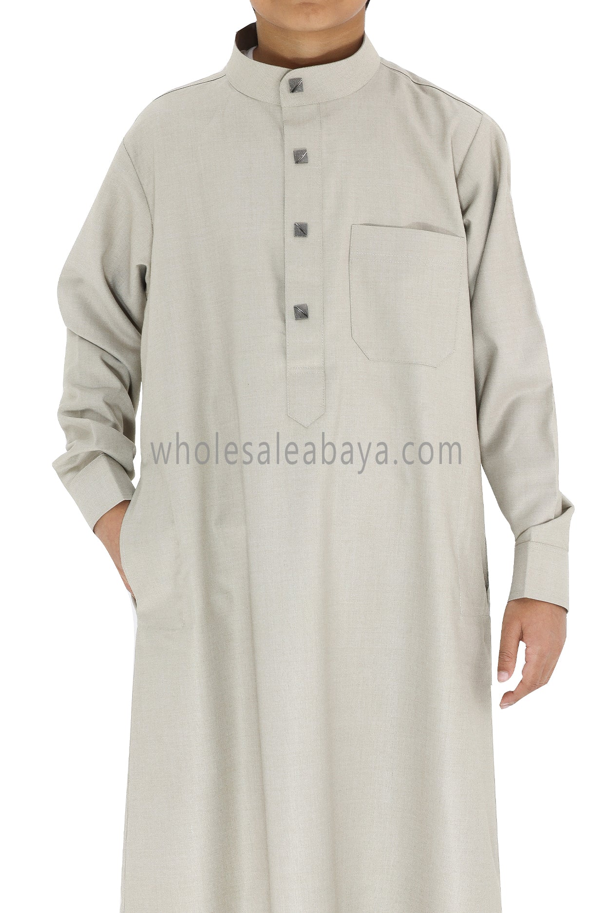 Boy's Designer Buttons Collar Thoube Stone Beige