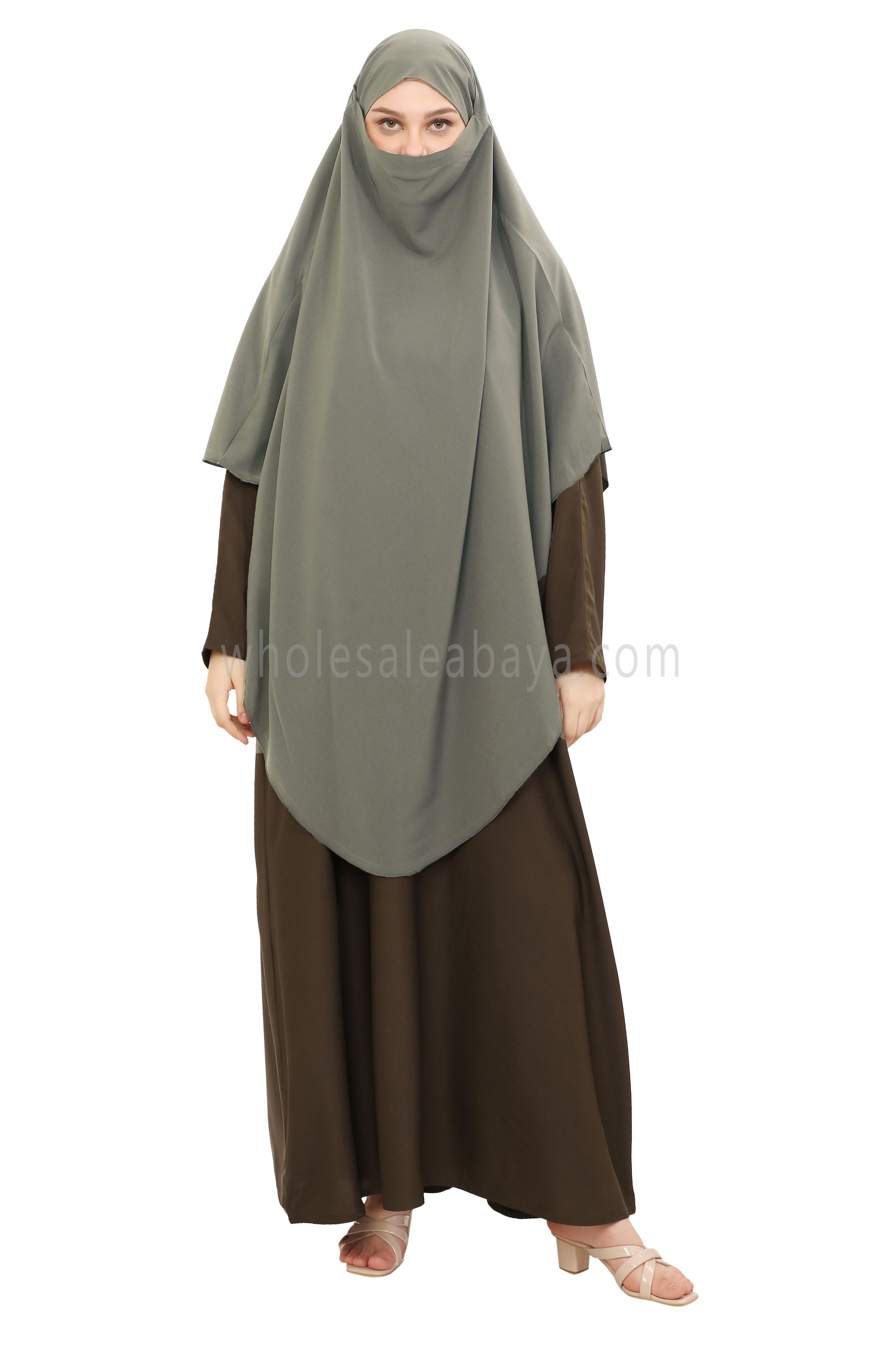 Free Size Premium Khimar Light Olive Grey