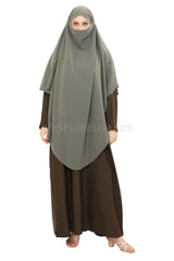 Free Size Premium Khimar Light Olive Grey