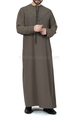 Men's Premium Emirati Thoube  With Buttons & Tassel Olive Green