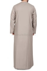 Men's Classic Plain Omani Thoube With Front Zip Beige