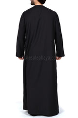 Men's Classic Plain Omani Thoube With Front Zip Black