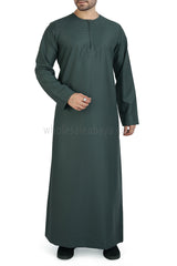 Men's Classic Plain Omani Thoube With Front Zip Emerald Green