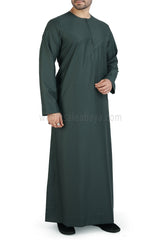 Men's Classic Plain Omani Thoube With Front Zip Emerald Green