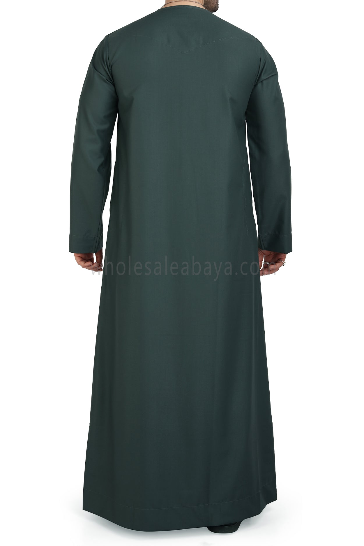 Men's Classic Plain Omani Thoube With Front Zip Emerald Green