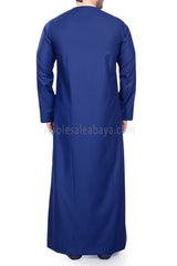 Men's Classic Plain Omani Thoube With Front Zip Ink Blue