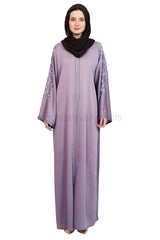 Open Abaya Style With Leaf  Handwork