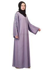 Open Abaya Style With Leaf  Handwork
