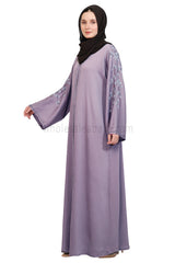 Open Abaya Style With Leaf  Handwork