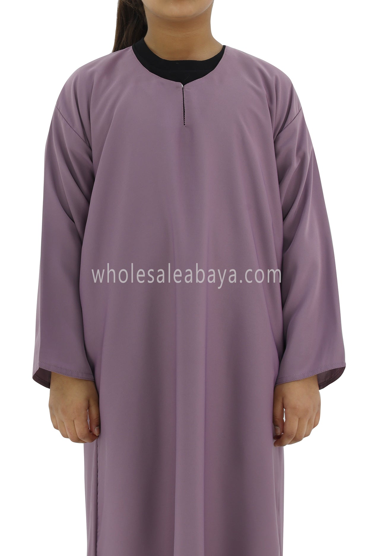 Girls Closed Plain Abaya With Straight Cut Purple