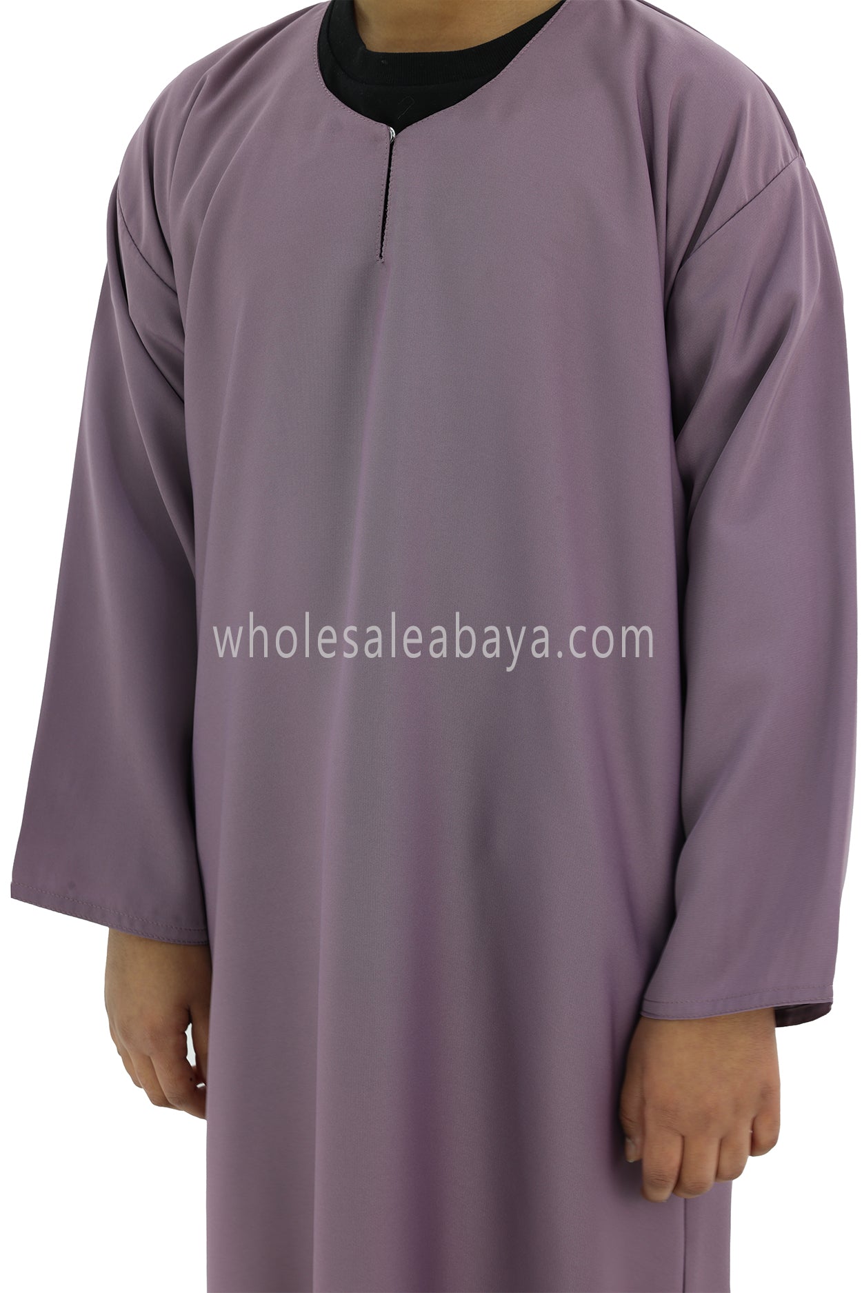 Girls Closed Plain Abaya With Straight Cut Purple
