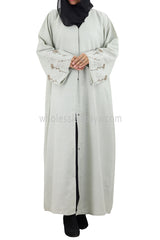 Front Open Abaya With Embroidered Sleeve 30504