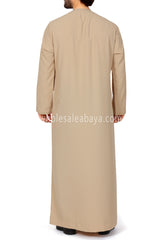 Men's Premium Emirati Thoube  With Buttons & Tassel Golden Sand