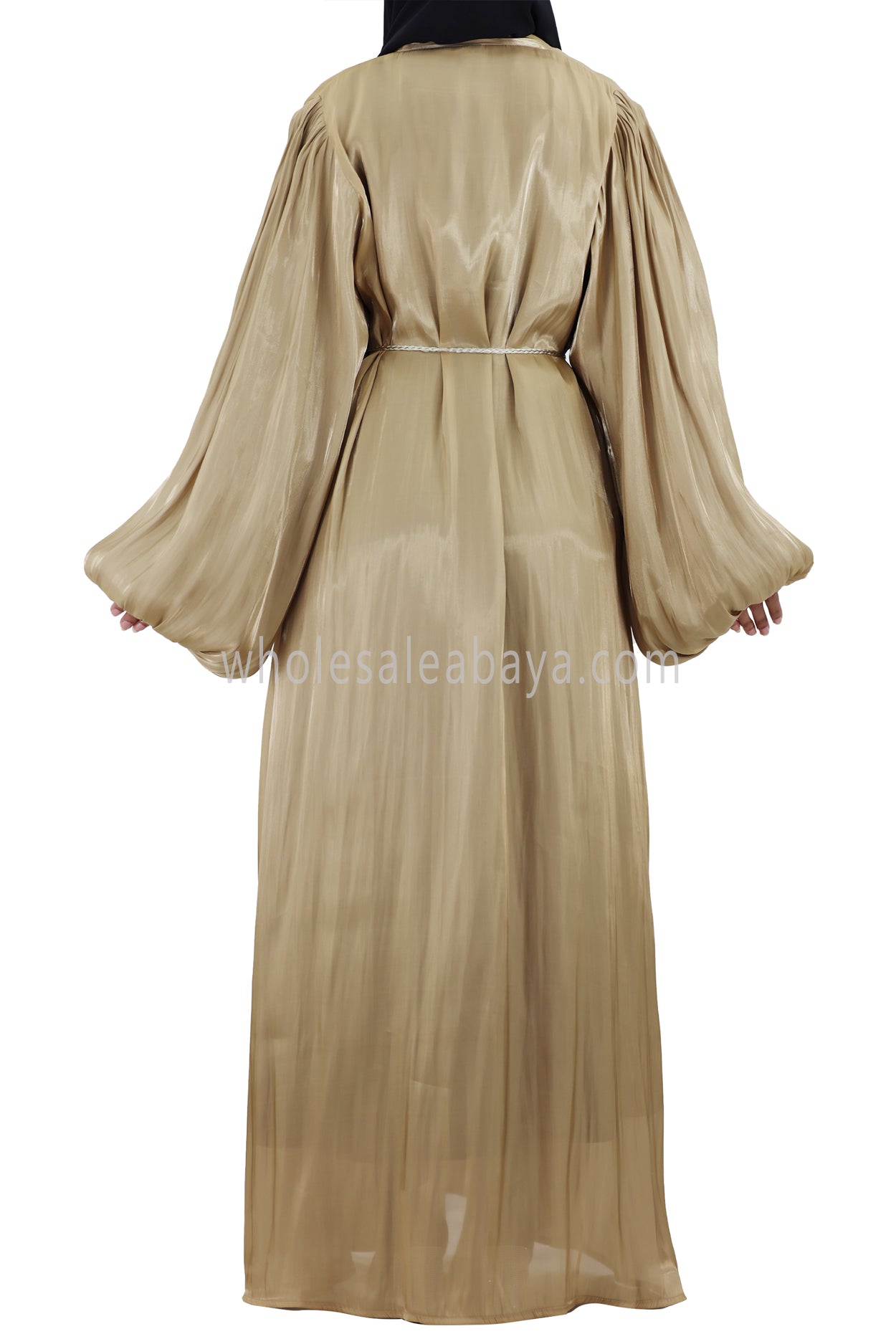 Women's Premium Organza Abaya With Balloon Sleeves Sand