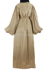 Women's Organza Abaya With Baloon Sleeves Sand