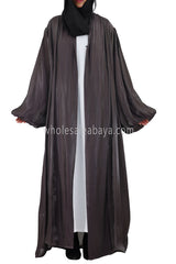 Women's Organza Abaya With Baloon Sleeves Ash Brown