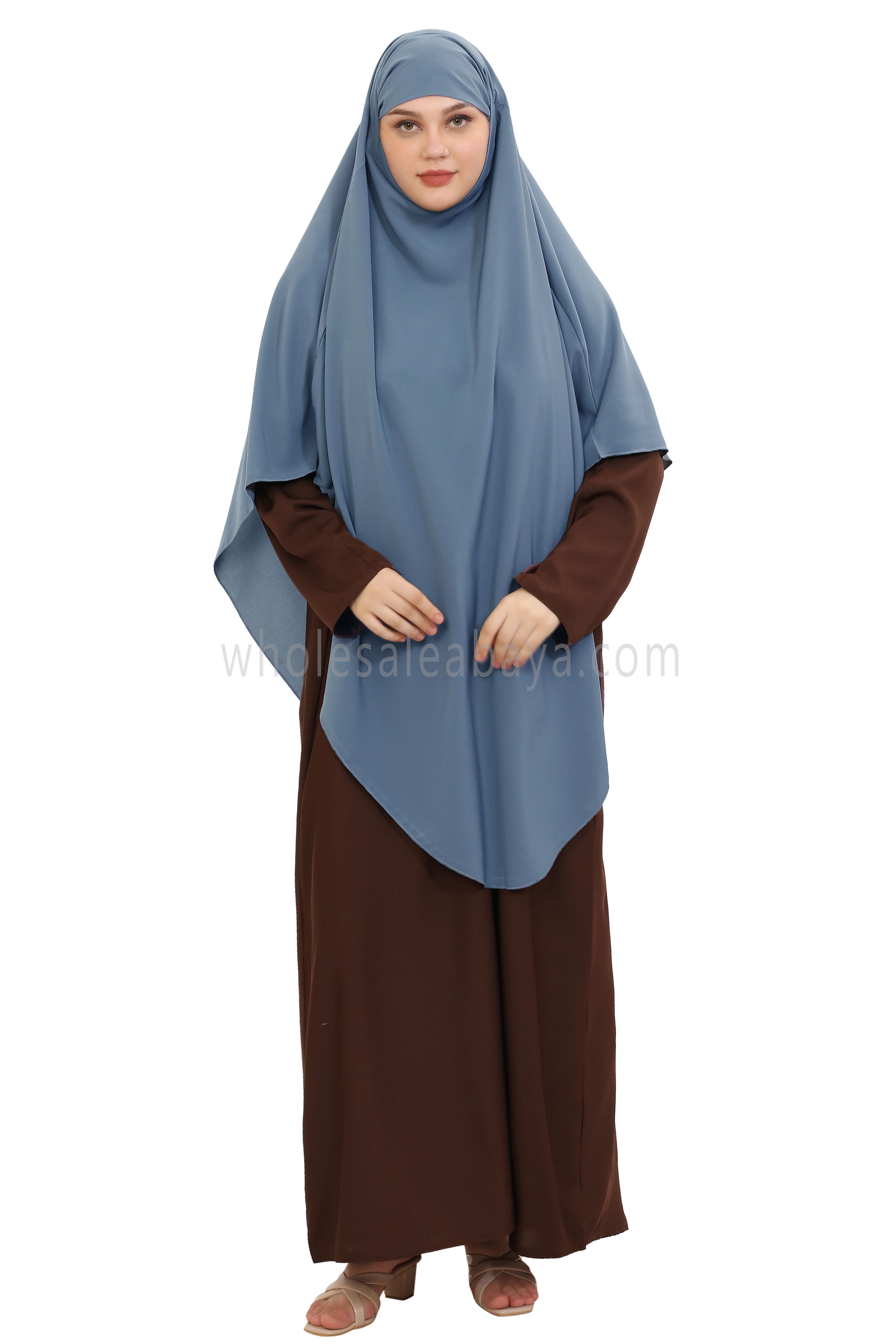 Free Size Premium Khimar Blue Grey