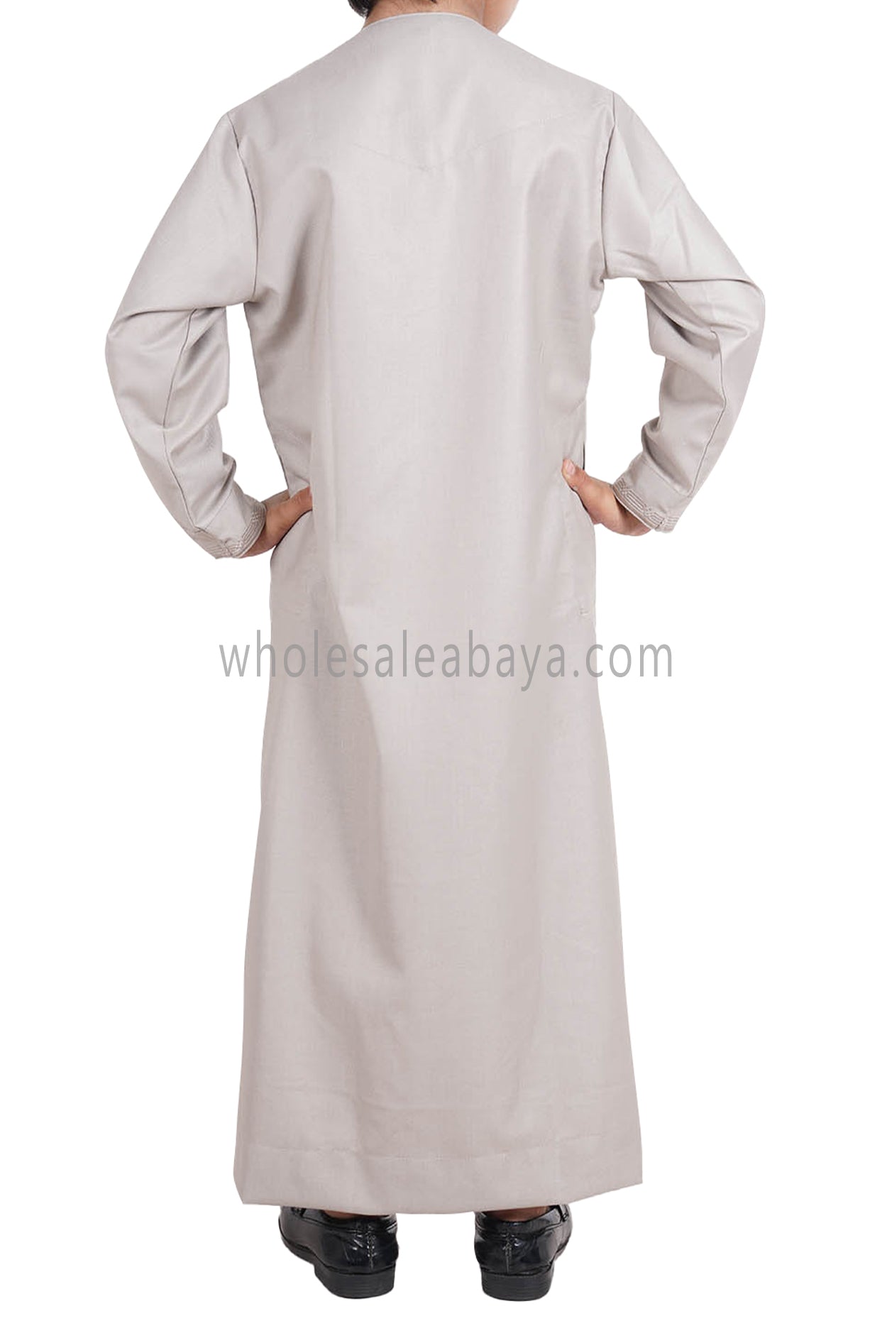 Boy's Omani Thoube With Designer Embroidery and Tassel Stone Beige