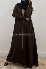 Two In One Front Open Abaya C-51/47 Mocha/Peach