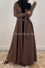 Two In One Front Open Abaya C3/22 Caramel/Black