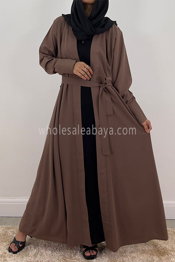 Two In One Front Open Abaya C3/22 Caramel/Black