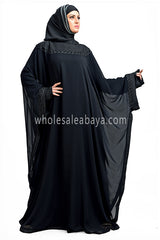 Black Bat sleeves Chiffon Abaya  30116