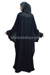 Black Bat sleeves Chiffon Abaya  30116