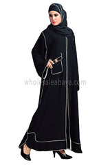 Plain Pocket Nida Abaya - 30127