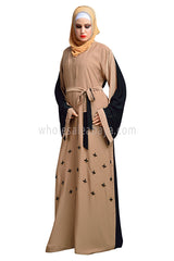 Handwork Front Open Nida Abaya - 30153