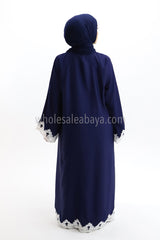 Designer Lace Border Navy Nida Abaya 30162