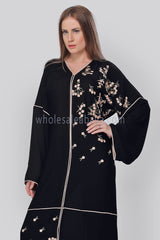 Black Bouquet  Closed Abaya - 30235