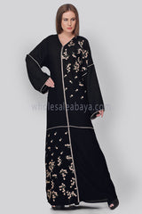 Black Bouquet  Closed Abaya - 30235