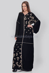 Black Bouquet  Closed Abaya - 30235