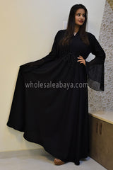 Classic Knotted Umbrella Style Black Nida Abaya 30345