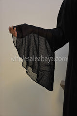 Stonework Frill Cuffed Straight Cut Abaya - 30346