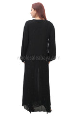 Nida/Chiffon Classic Dubai Style Handwork Front Open Style Abaya 30402