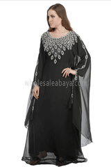 Black Dangling Motif Farasha Kaftan-40060