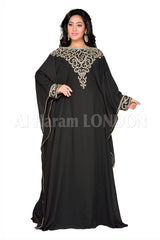 Black Embroidered Farasha Kaftan-40206