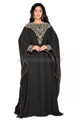 Black Embroidered Farasha Kaftan-40206