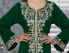 Belted Green Farasha Kaftan-40214