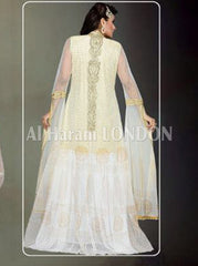 Beige white Designer Farasha Kaftan-40240