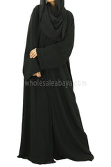 A Premium Nida Fabric Plain Open Abaya With Matching Belt 30051