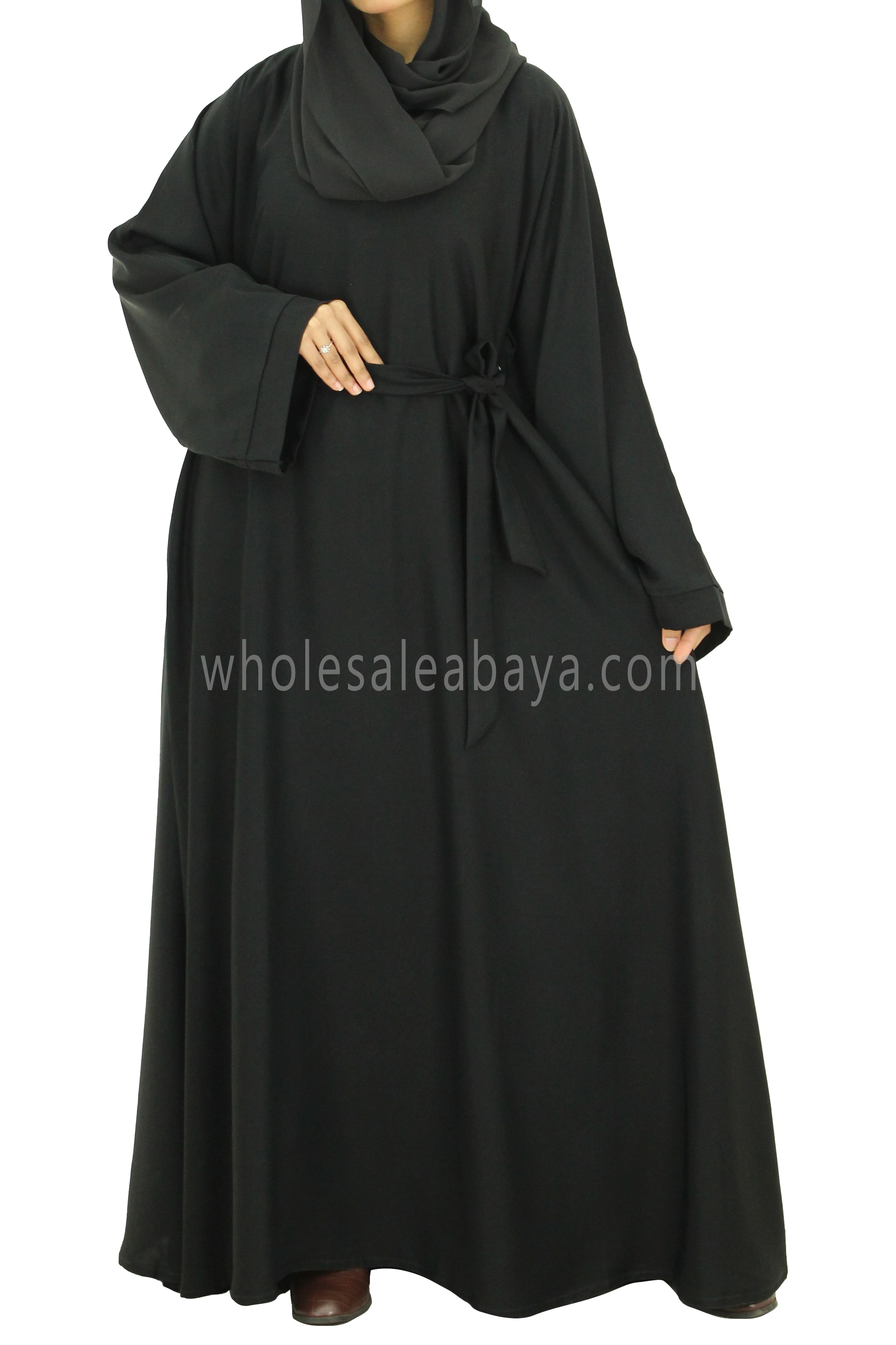 A Premium Nida Fabric Plain Close Abaya With Matching Belt 30418 C2